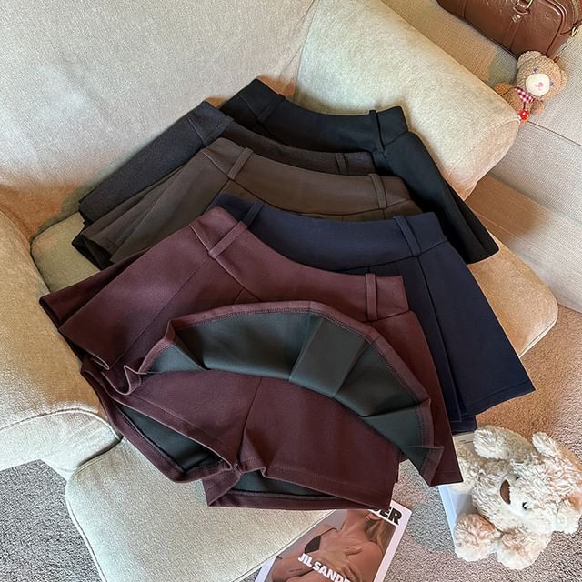 Whoosh-High Waist Plain Pleated Skorts