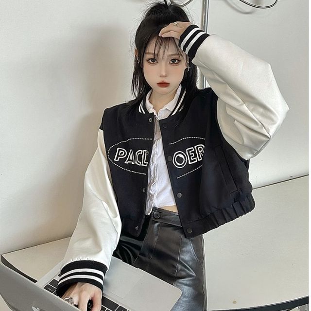 cropped baseball jacket