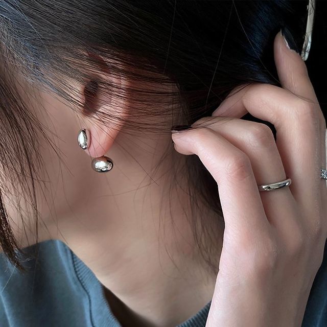 Jael-Polished Bead Stainless Steel Through Through Earring
