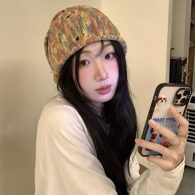 Combon-Melange Distressed Beanie