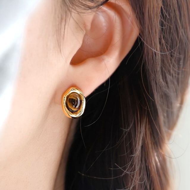 Kamuel-Irregular Gemstone Ear Stud