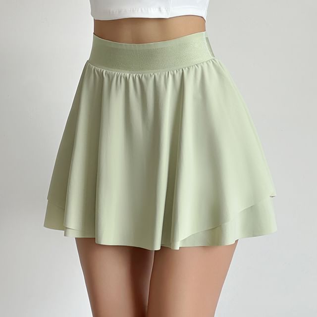Engiko-High Rise Plain Mini A-Line Sweat Skirt
