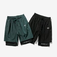 Alvicio - Lettering Drawstring Shorts Alvicio - Lettering Drawstring Shorts