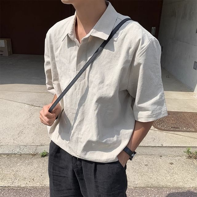 Okwano-Short Sleeve Plain Polo Shirt