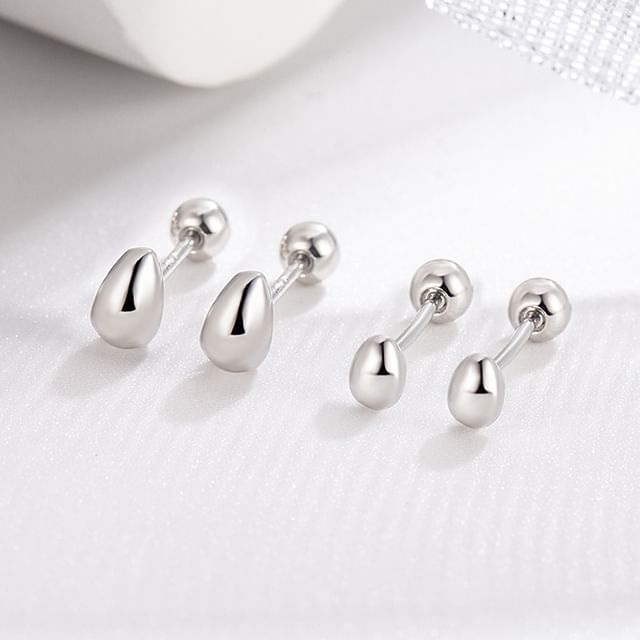 Forainer-Polished Alloy Barbell Earring Various Designs