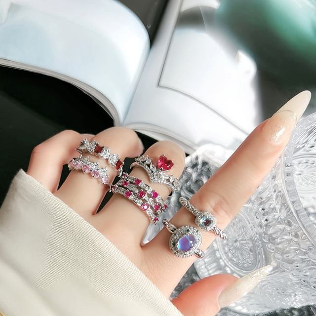 Seirios-Rhinestone Alloy Open Ring Various Designs