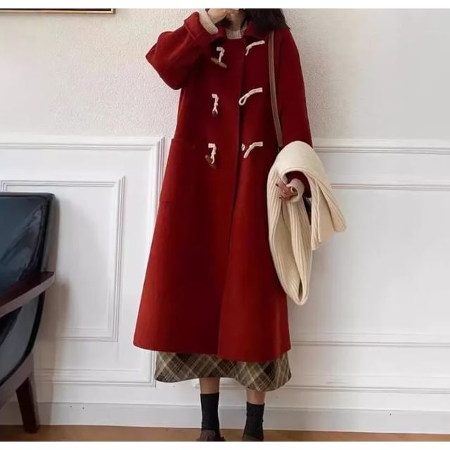 ANORA-Plain Midi Duffle Coat
