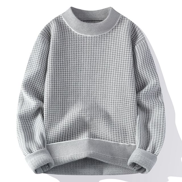 FORSETI-Crew Neck Houndstooth Sweater
