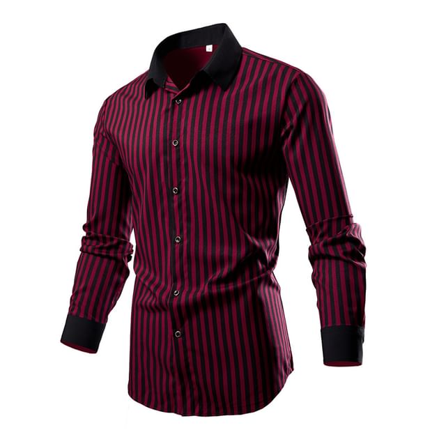 Aozora-Long-Sleeve Striped Shirt