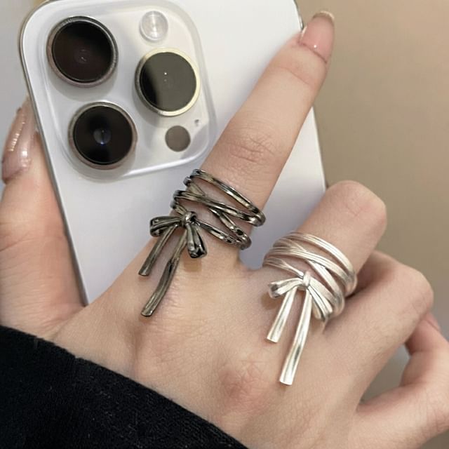 Rosesand-Bow Alloy Open Ring