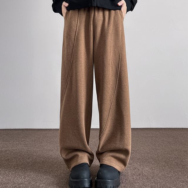 Omozando-High Waist Plain Wide Leg Pants