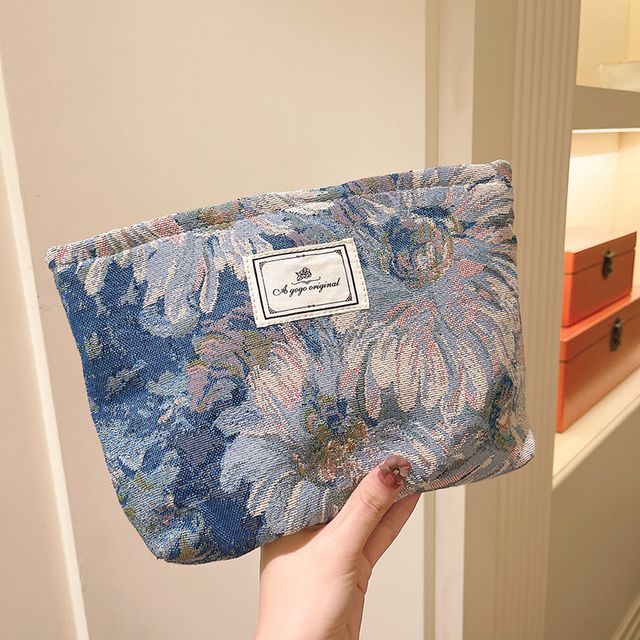 Lovemiror - Floral Print Fabric Makeup Bag