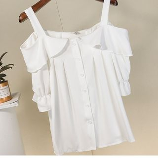 Everose-Off-Shoulder Elbow-Sleeve Top