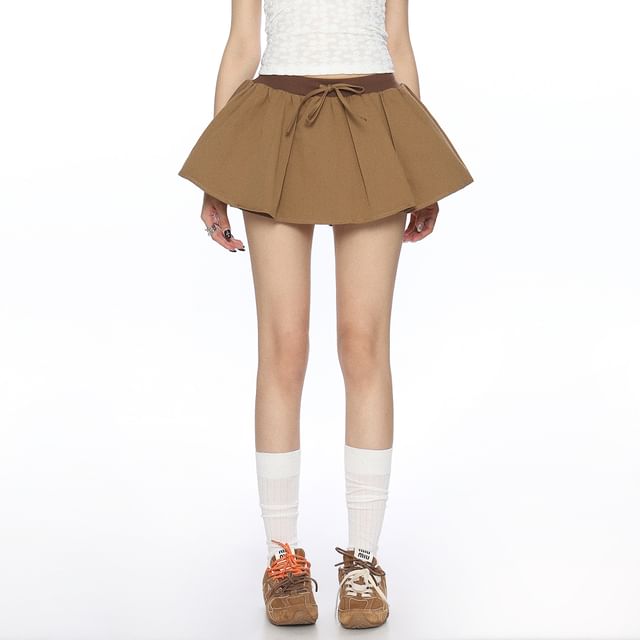 Berrytrix-High Waist Plain Mini A-Line Skorts