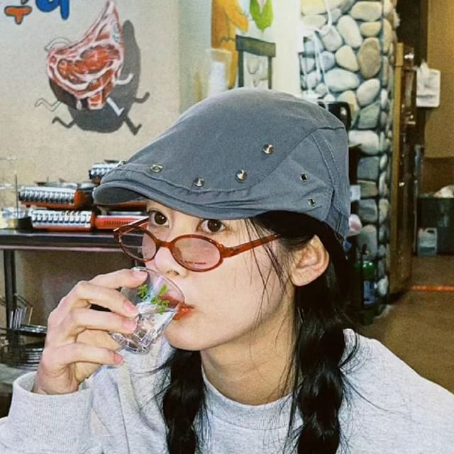 4-4 STUDIO-Studded Plain Beret