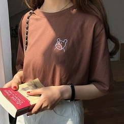 Dute - T-Shirt mit Bär-Stickerei Dute - T-Shirt mit Bär-Stickerei