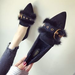 My Meow - 仿毛边尖头轻便鞋 My Meow - 仿毛边尖头轻便鞋