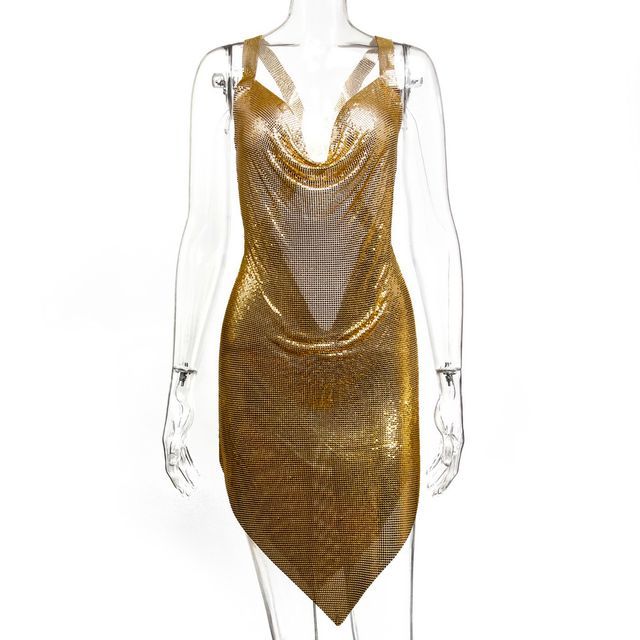slim fit dress slacks Bronze Metal Mesh Midi Party Dress  Atelier Rioux Fabric Store