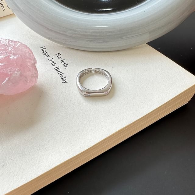 Forainer-925 Sterling Silver Rhinestone Open Ring