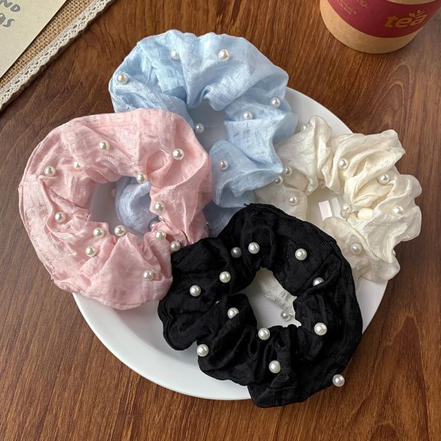 LIDO-Faux Pearl Scrunchie Set