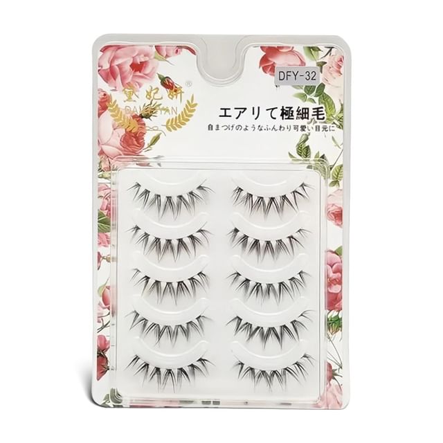 Lashie-Zestaw 5 par sztucznych rzęs Doll Eye Spiky Clear Band False Eyelashes-Jeden Rozmiar