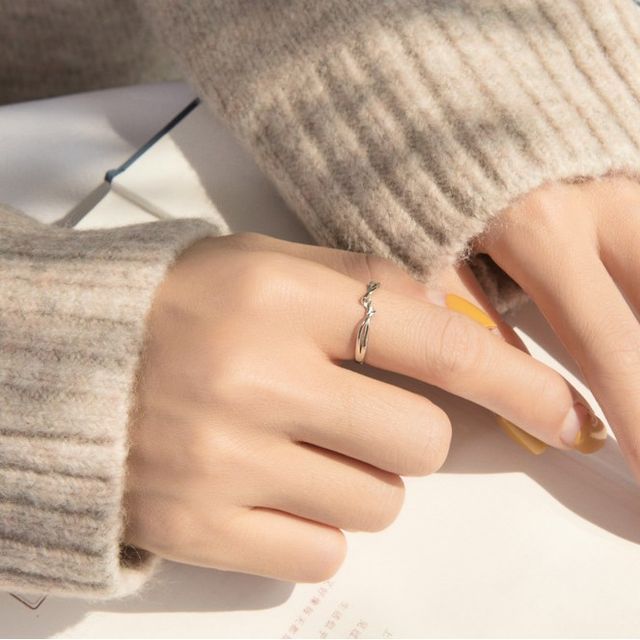pexrl jewelry-Layered Sterling Silver Open Ring