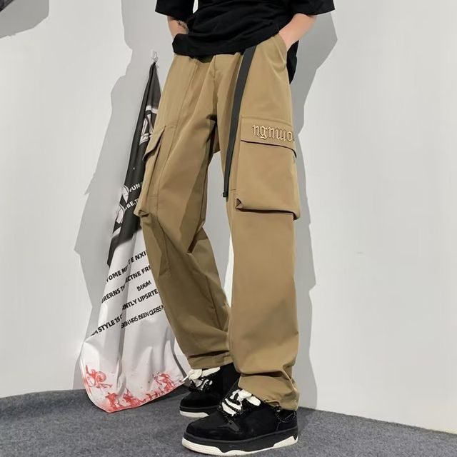 Urtishia-High-Waist Plain Cargo Pants