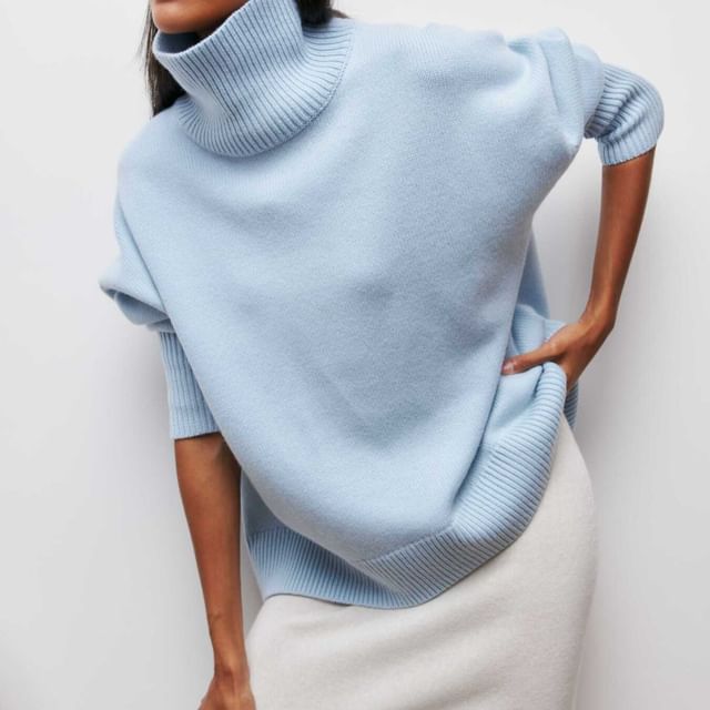 Bolgivy-Turtleneck Plain Sweater