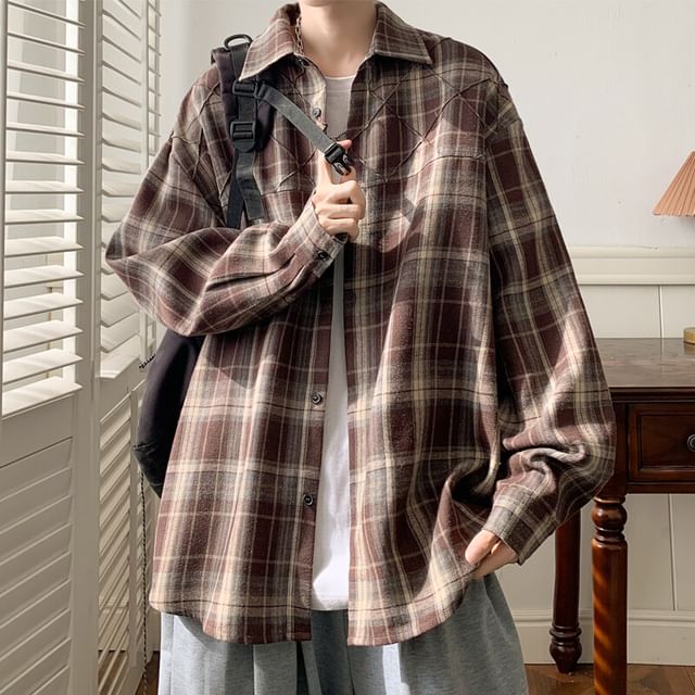 Diphon-Plaid Button-Up Shirt