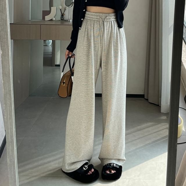 Woohan-High Rise Plain Wide Leg Pants Various Designs