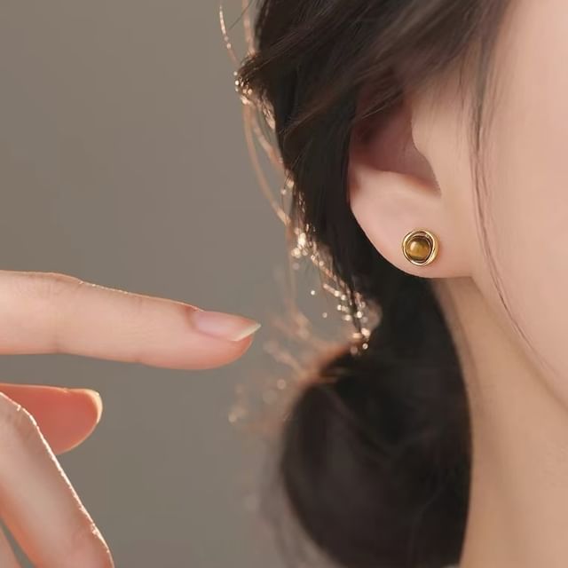 Toinianimos-925 Sterling Silver Bead Stud Earring