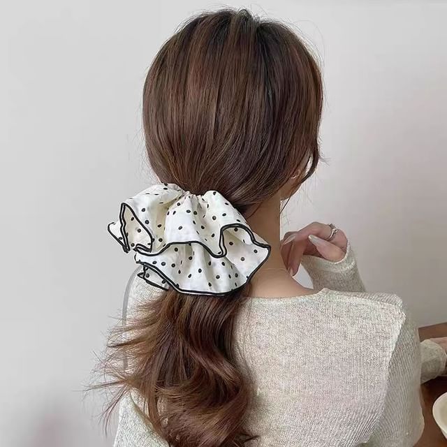 Kiren-Polka Dot Fabric Scrunchie