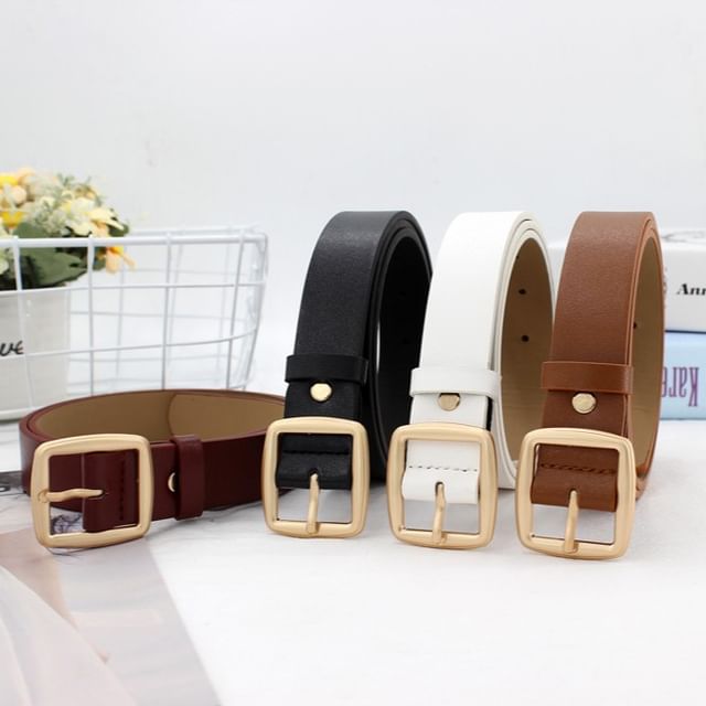 Kinoxslone-Faux Leather Plain Belt