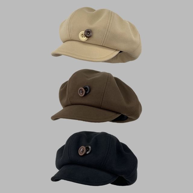 4-4 STUDIO-Buttoned Newsboy Cap