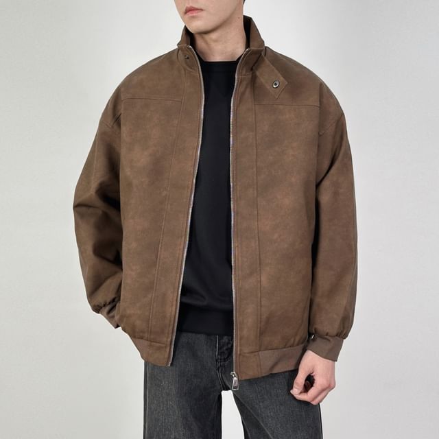 DragonRoad-Stand Collar Tie Dye Zip Jacket