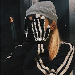Porstina - Skeleton Print Knit Gloves