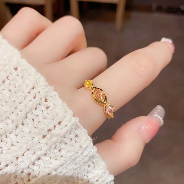 Chimerro-Rhinestone Alloy Open Ring
