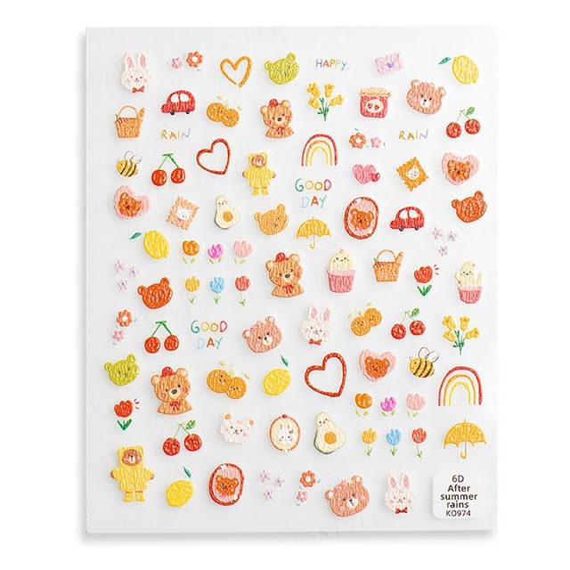 MEKO-Embossed Nail Stickers Bear