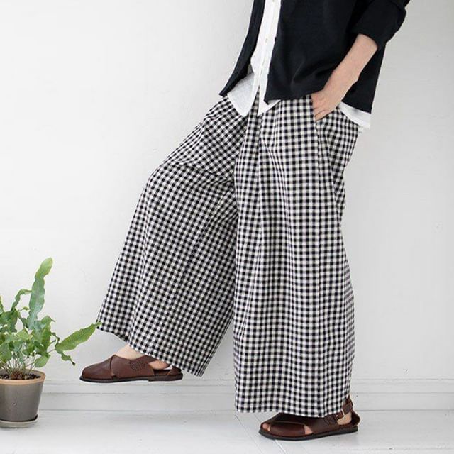 Supernova-Elastic Waist Plaid Culottes
