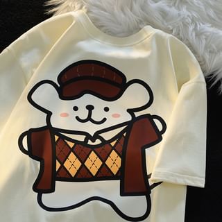 monkeira Short-Sleeve Round Neck Cartoon Print T-Shirt
