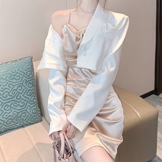 spaghetti strap dress with blazer