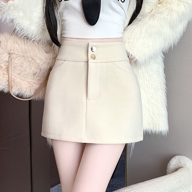 Dragan Pulse-High Waist Plain Mini A-Line Skirt