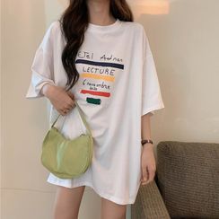 Joyolo - Lettering Elbow-Sleeve T-Shirt Joyolo - Lettering Elbow-Sleeve T-Shirt