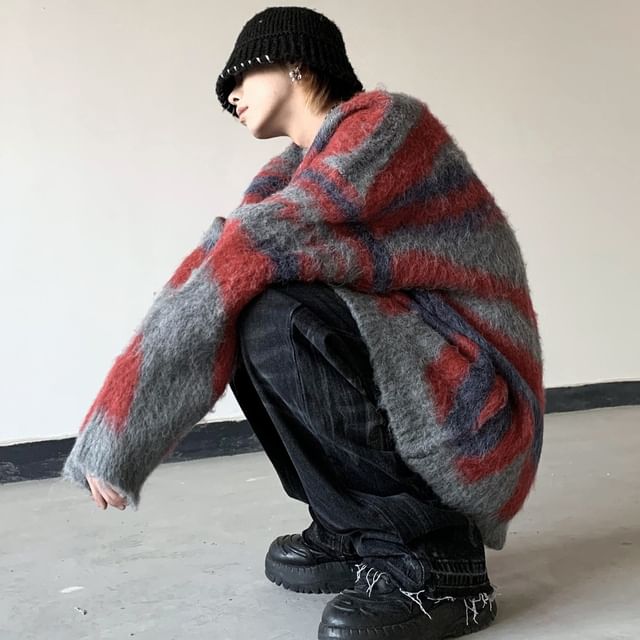 Savenne-Crew Neck Color Block Sweater
