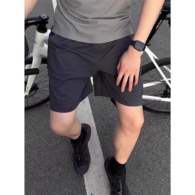 Breeson-Mid Rise Plain Track Shorts