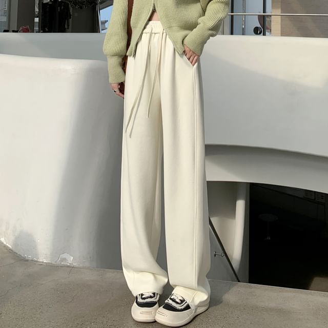 Magimomo-Drawstring Waist Plain Baggy Pants Various Designs