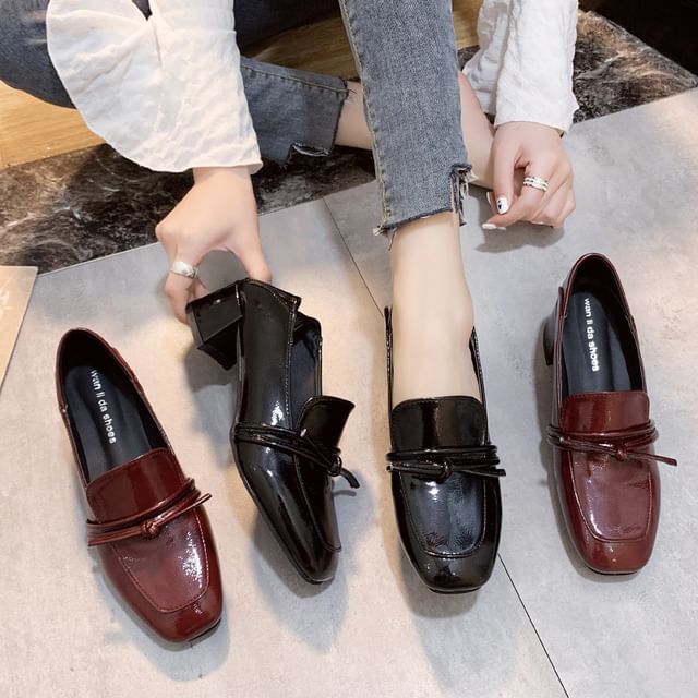Gordong-Block Heel Patent Loafers