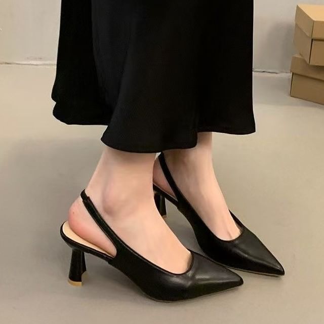 Gordong-Kitten Heel Slingback Sandals