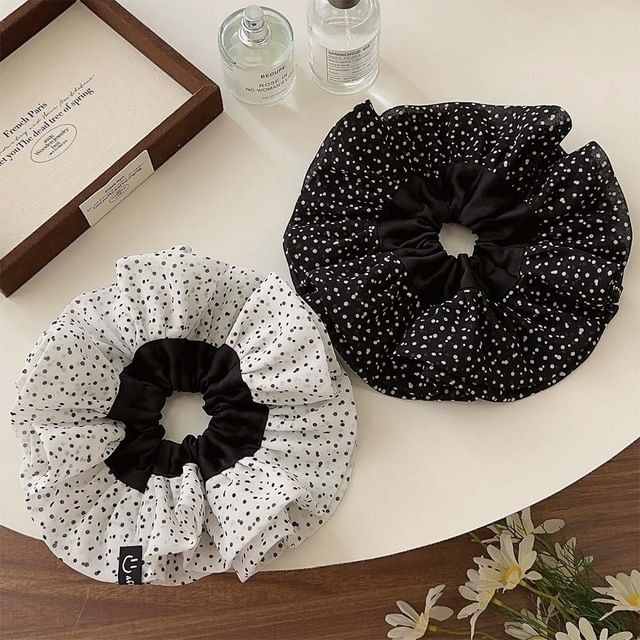Mentosi-Dotted Layered Fabric Scrunchie