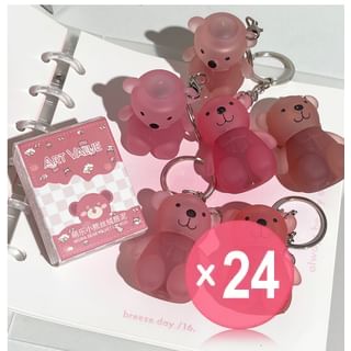 Art Value - Cute Bear Keychain Velvet Lip Mud - 6 Colors (x24) (Bulk Box)